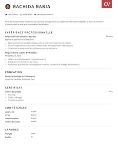 Choisissez le modèle Otago et créez un CV professionnel